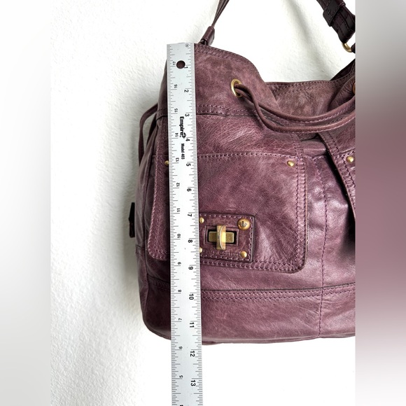 Vintage y2k Juicy Couture Lavender Purple Distressed Leather Large Shoulder - Picture 12 of 12